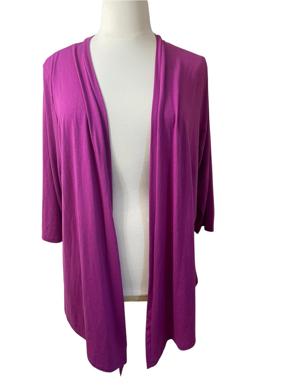 Lane Bryant Magenta Stretch Knit Open-Front 3/4 sleeve Cardigan